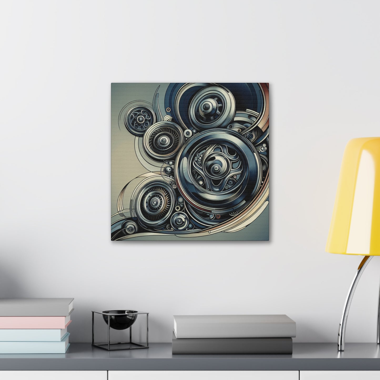 "Reflective Revolutions: Hubcaps" - Canvas