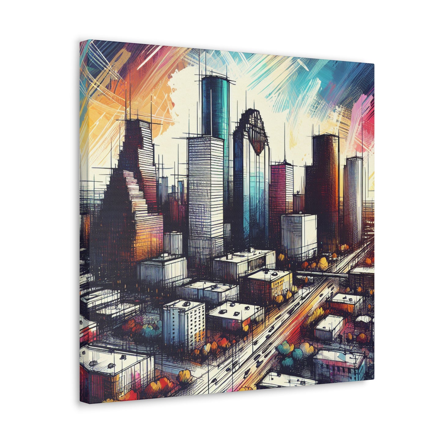 "Urban Luminosity: Houston's Vibes" - Canvas