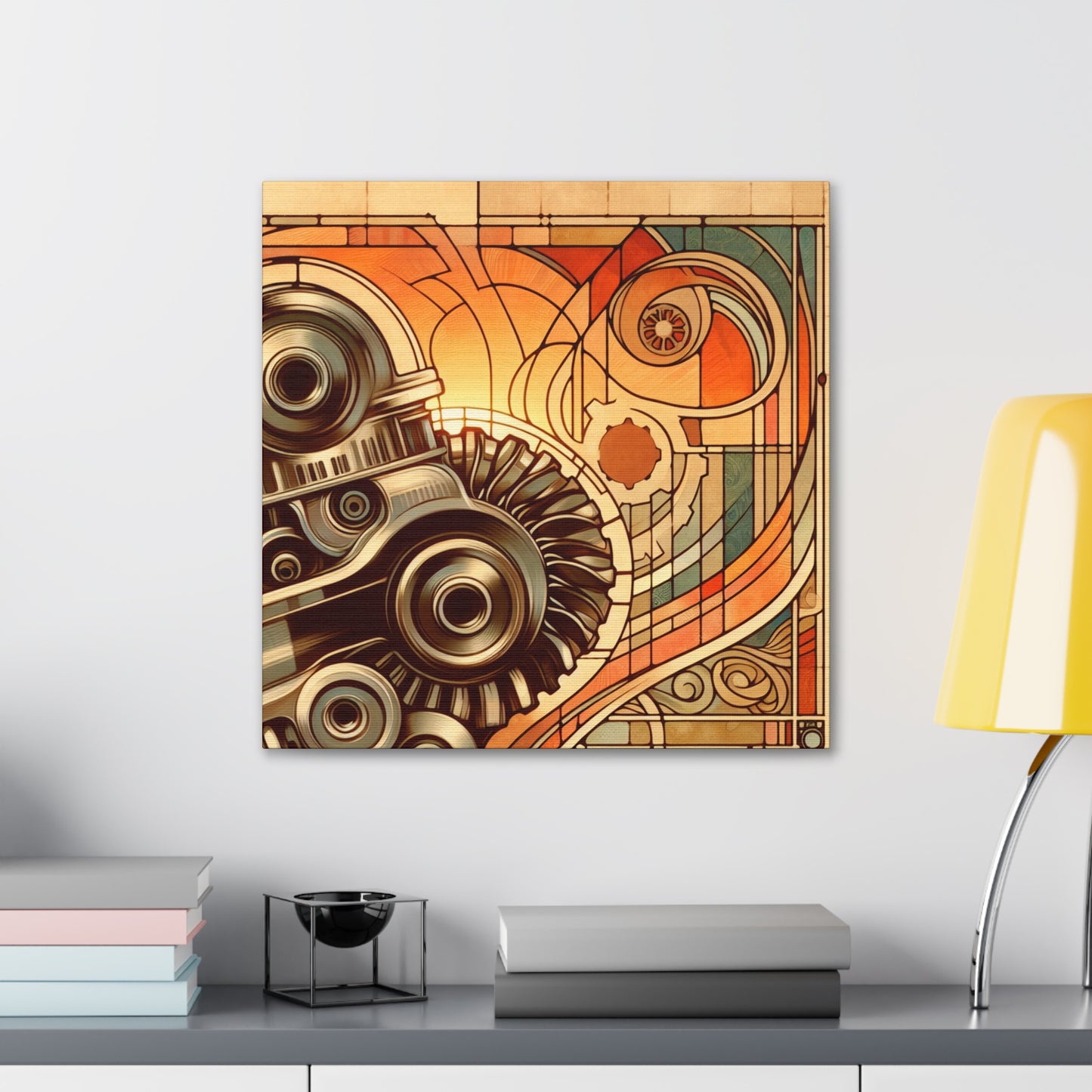 "Gilded Mechanism's Elegance" - Canvas