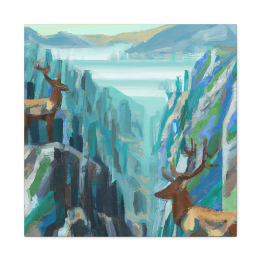 Deer in Moonlight Scene - Canvas