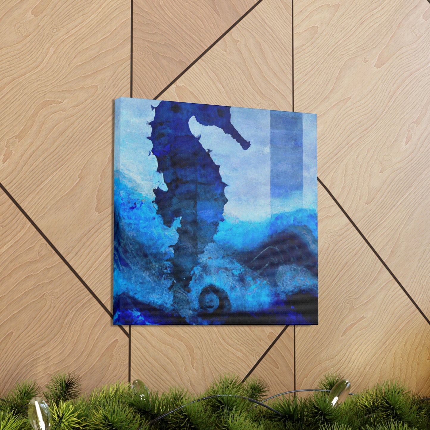 "Seahorse in Silver Art" - Canvas