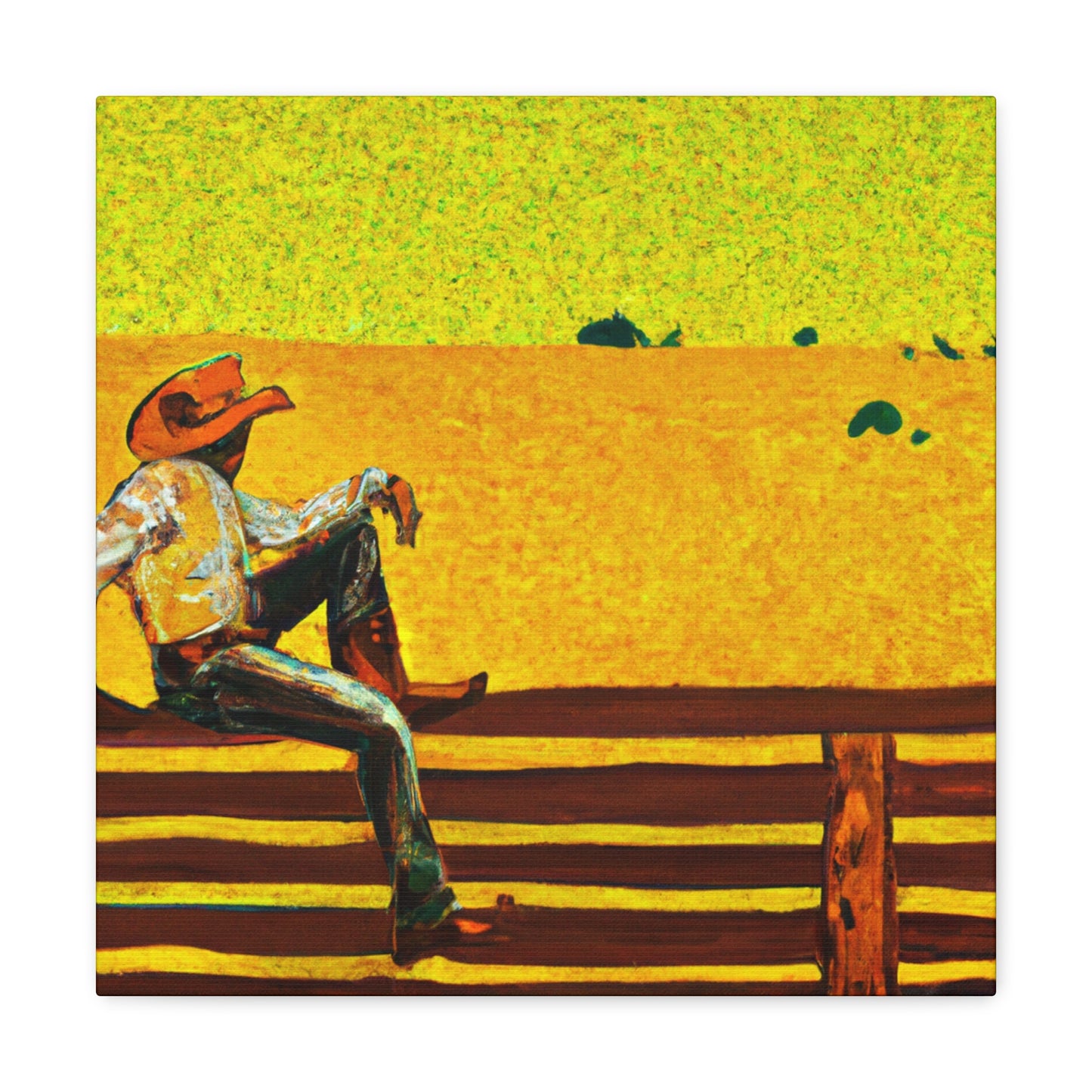 Cowboy on the Fence - Canvas