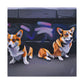 Corgis in Motion. - Canvas