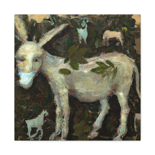 Donkey in the Meadow. - Canvas