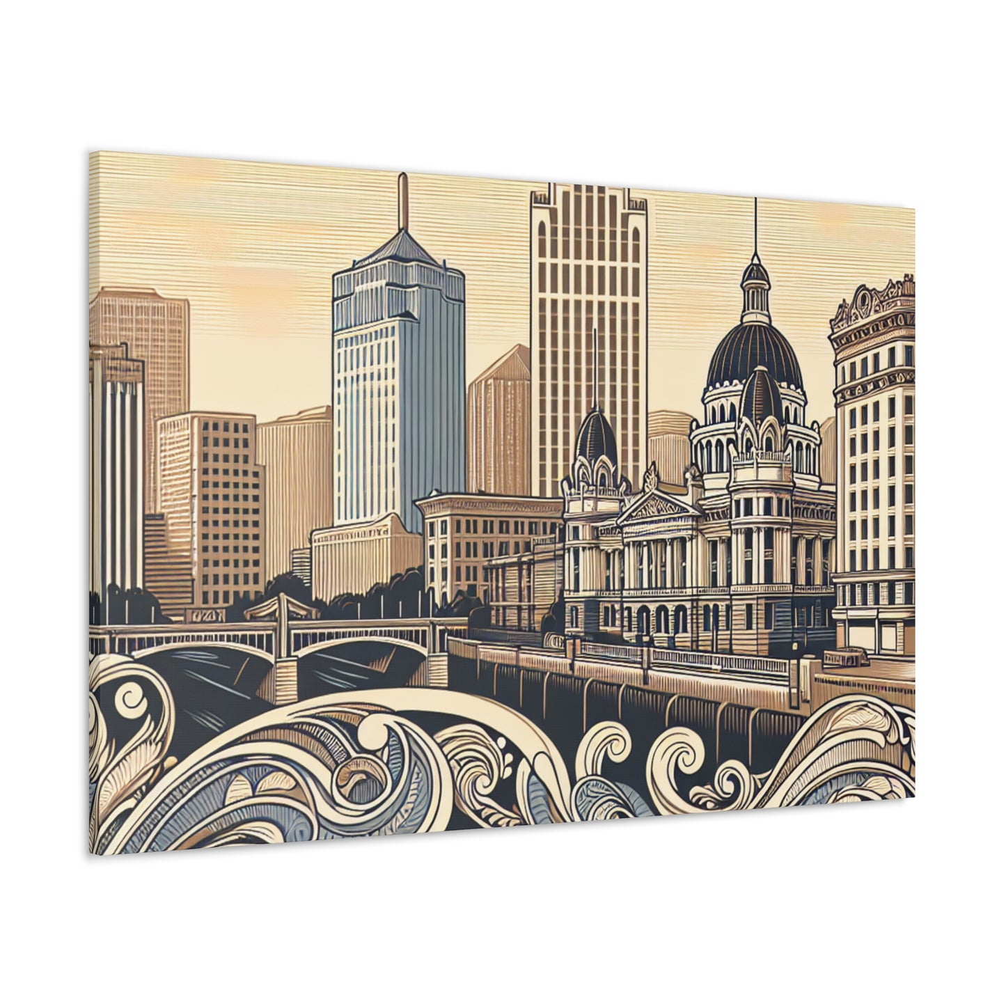 "Golden City Serenade" - Canvas