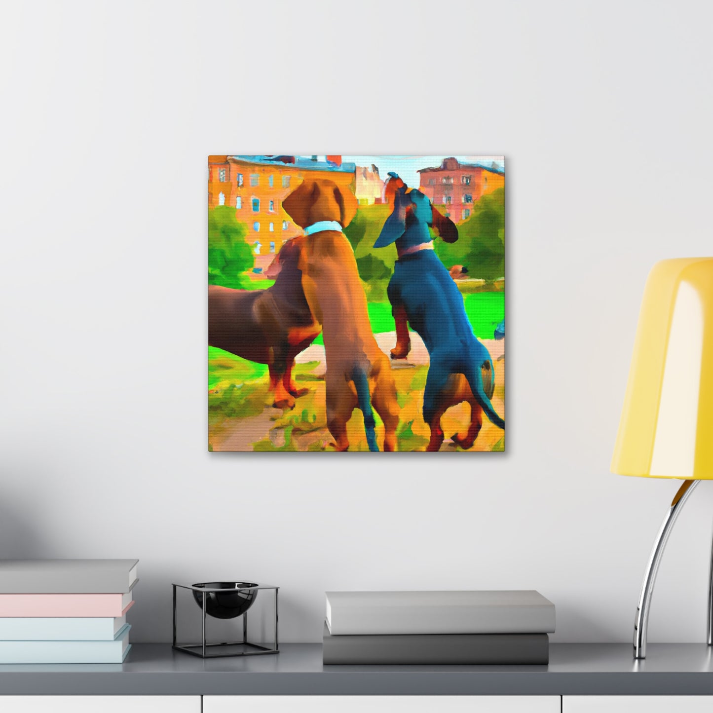 "Dappled Dachshund Delight" - Canvas