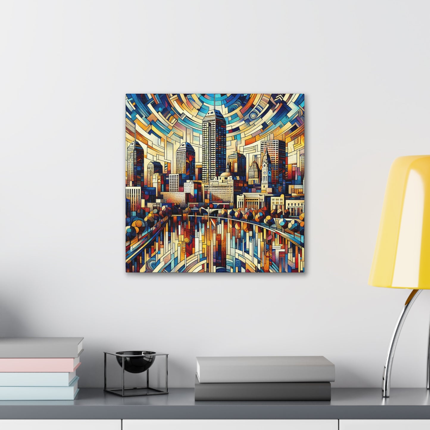 "City Kaleidoscope: Colorful Indianapolis" - Canvas