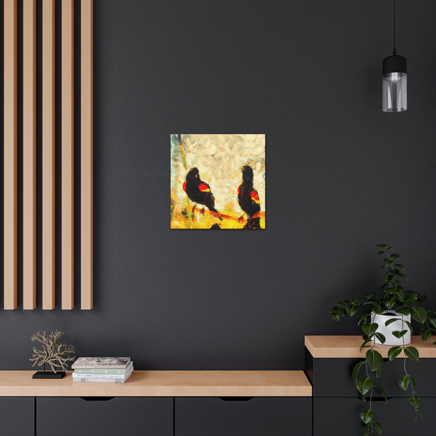 Red-Winged Songbird Reflection - Canvas