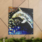 Dolphins in Pointillism - Canvas