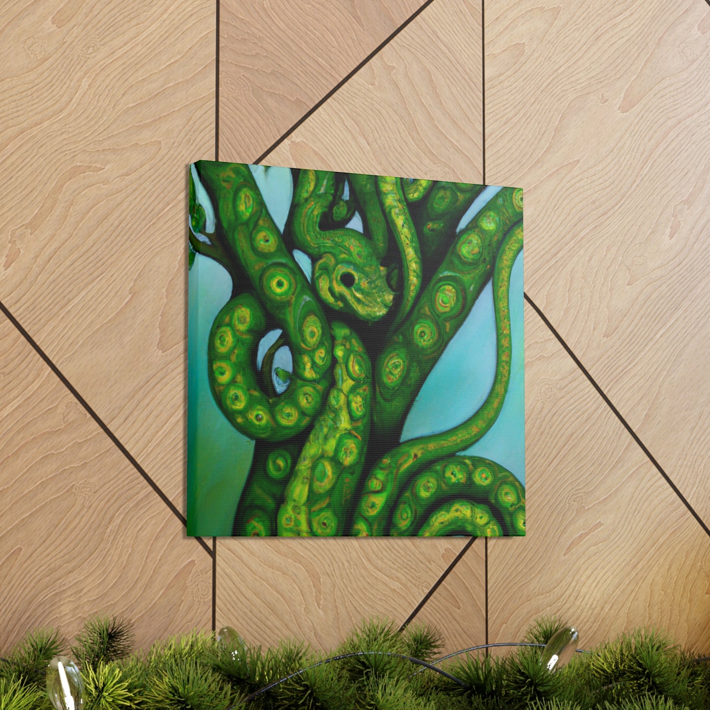 Green Python in Bloom - Canvas