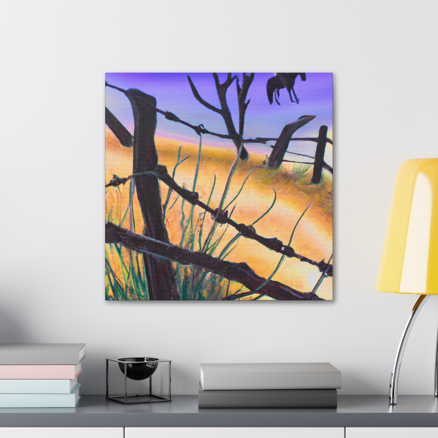 "Barbed Wire Fence Scene" - Canvas