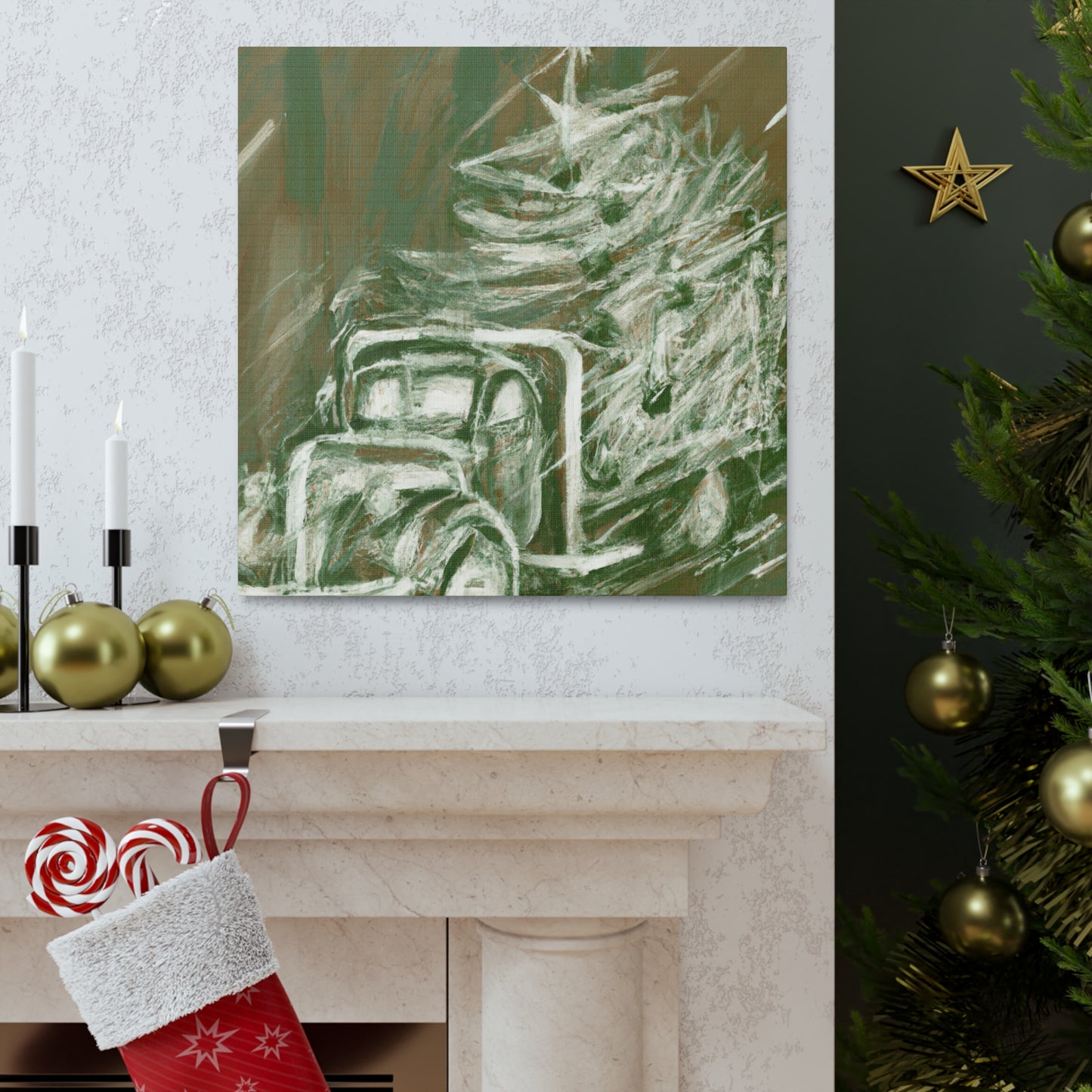 "Christmas Tree Truck Dashing" - Canvas