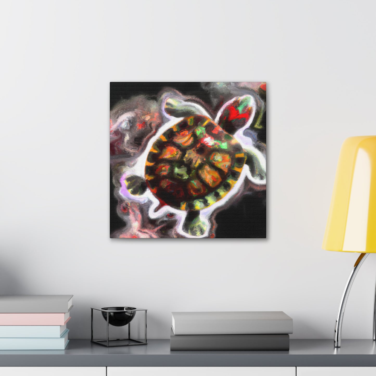 "Turtle of Scarlet Hues" - Canvas