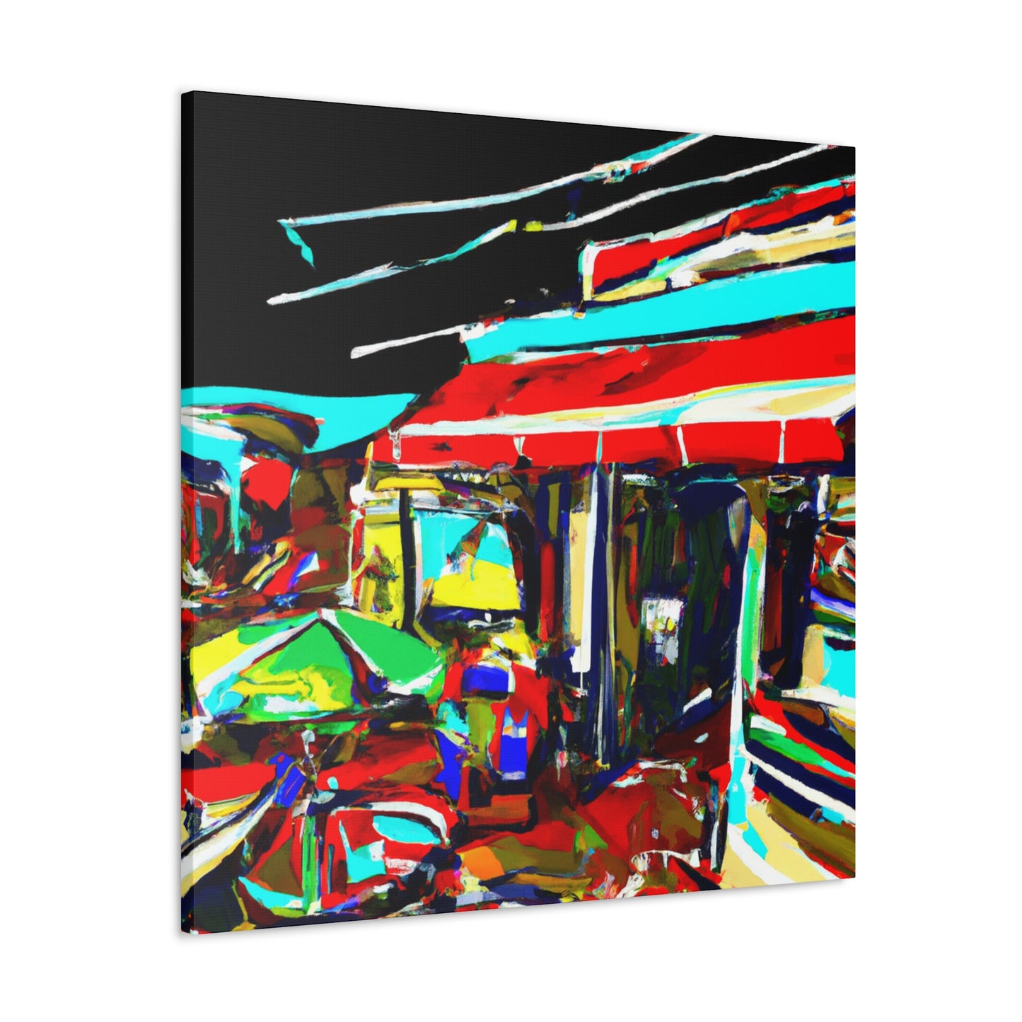 Beach Shops Nightscape - Canvas