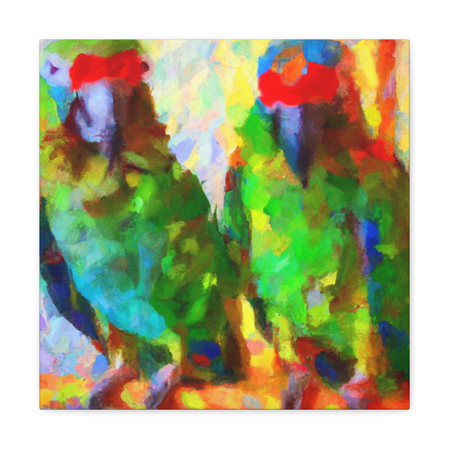 "Senegal Parrots in Bloom" - Canvas