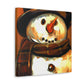 "Snowman In Winter Scene" - Canvas