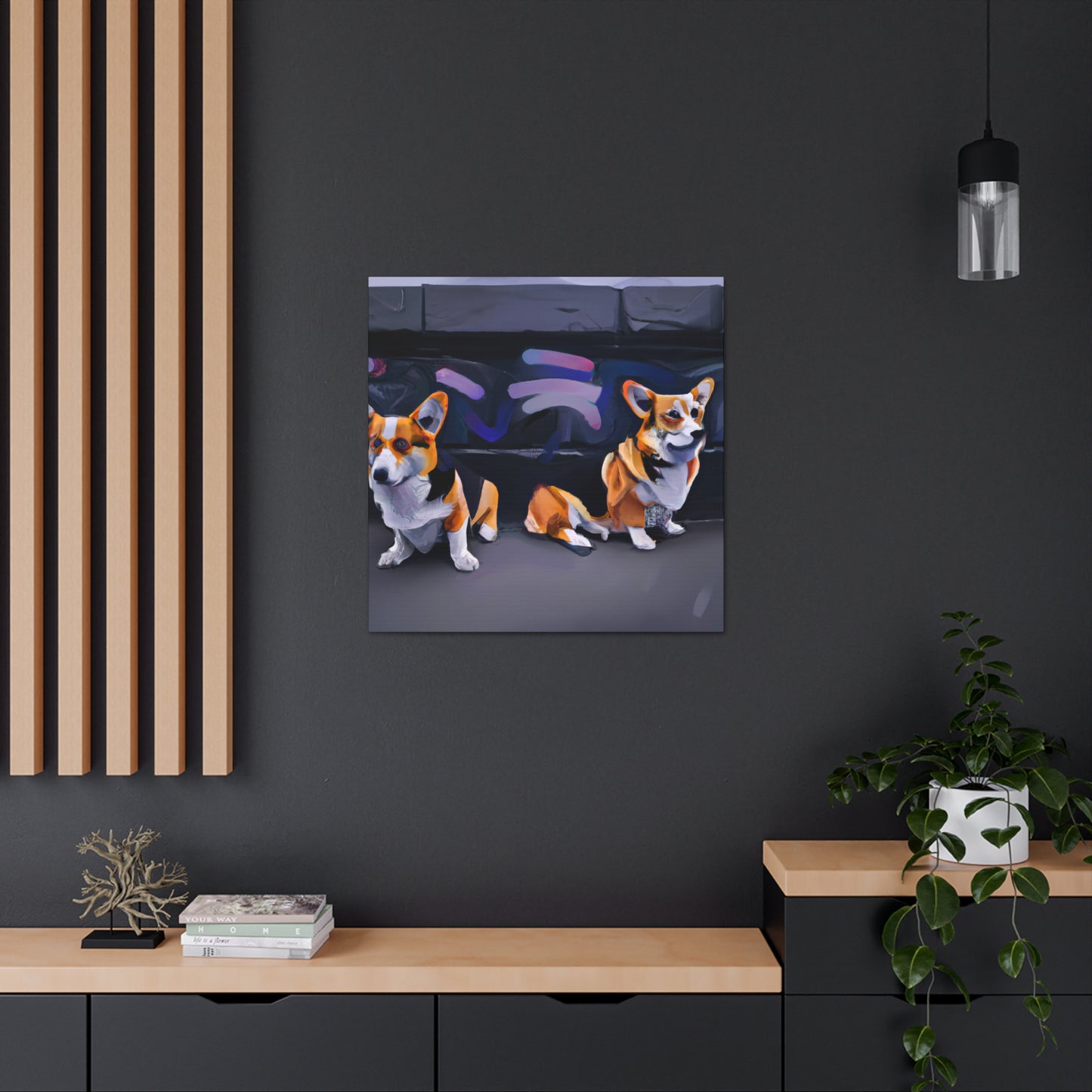 Corgis in Motion. - Canvas