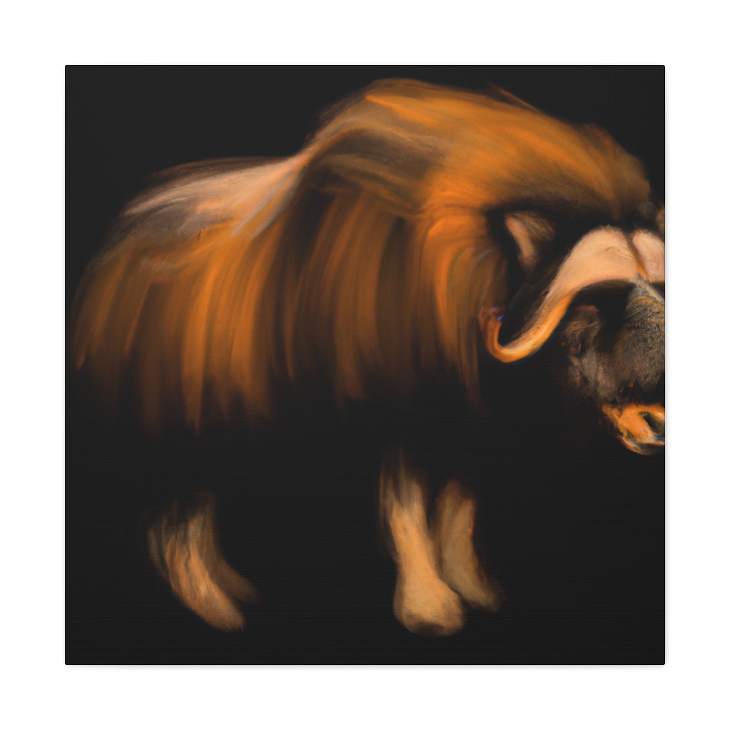 The Musk Ox was a popular symbol in Art Deco during the 1920s. It symbolized rugged strength and courage, and typically featured horns, thick fur, and a strong jaw line. Often adorned with geometric patterns, geometric shapes, and - Canvas