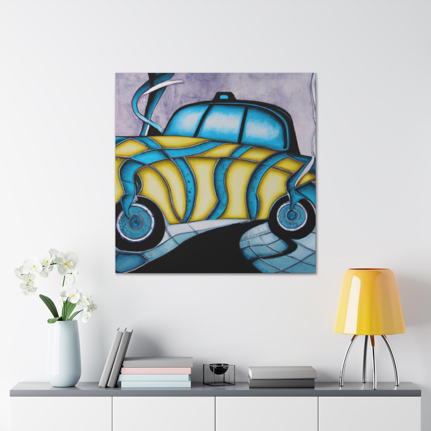 "Taxi at Midnight Glow" - Canvas