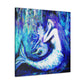 Mermaid's Midnight Gaze - Canvas