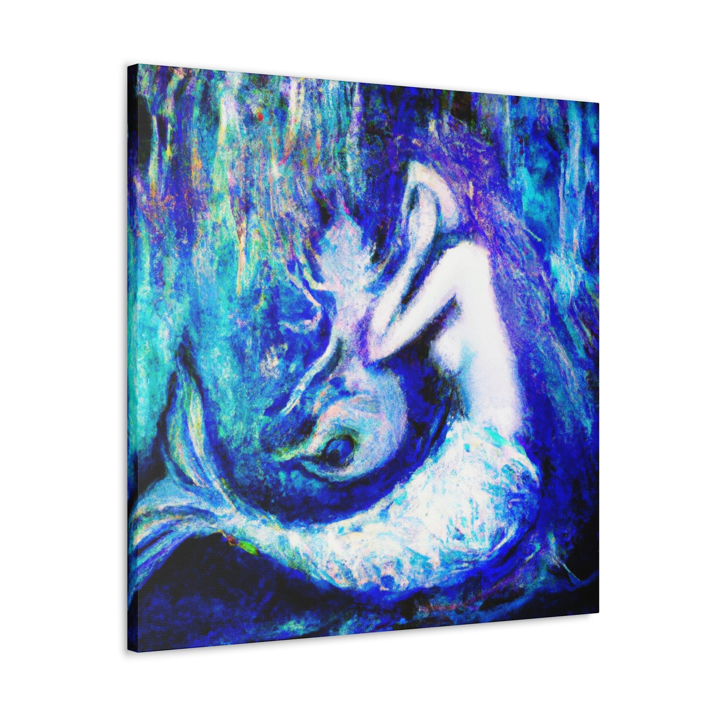 Mermaid's Midnight Gaze - Canvas