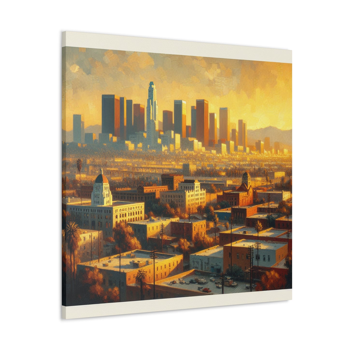 "Golden Eden: Cityscape Reverie" - Canvas