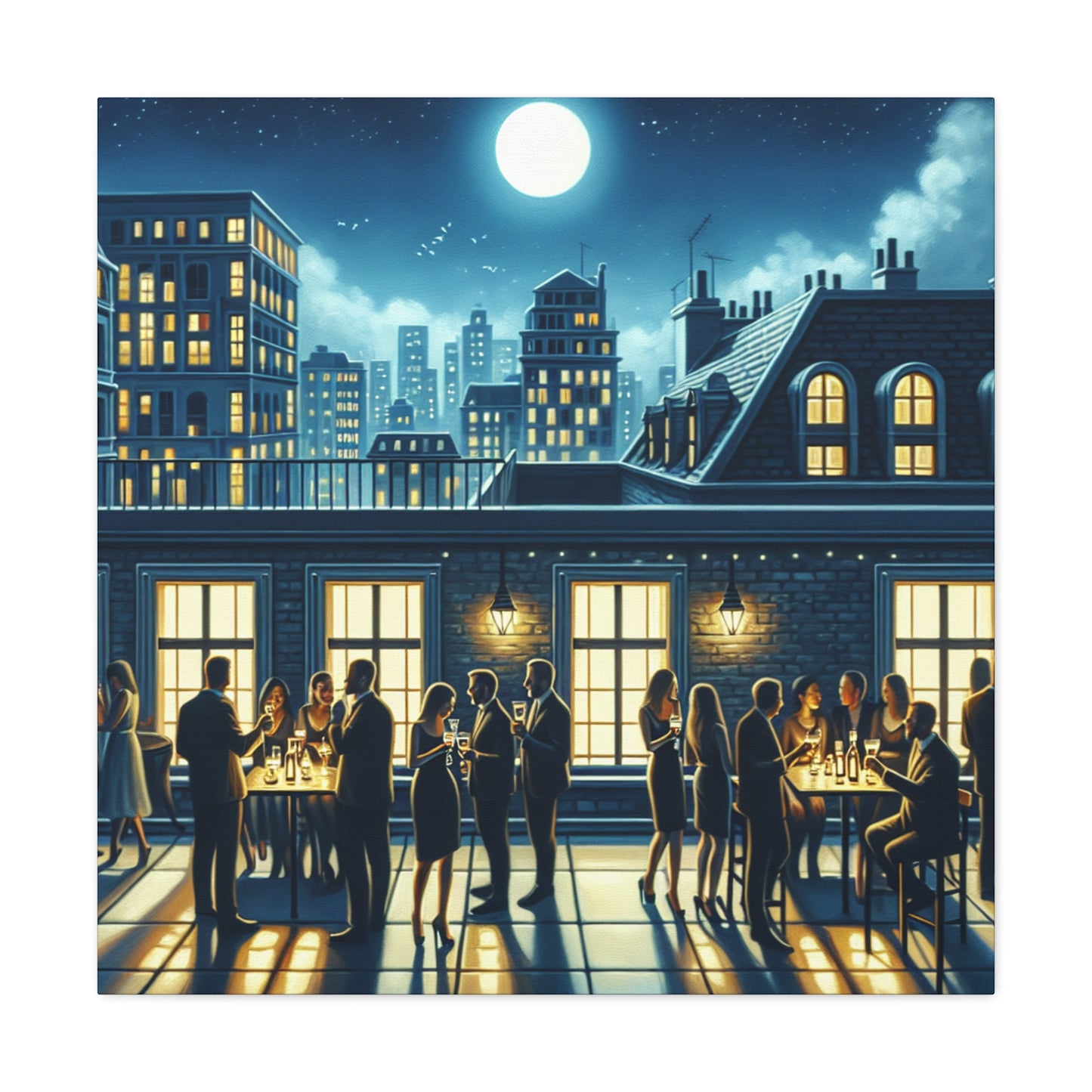 "Majestic Nocturnal Urban Bliss" - Canvas