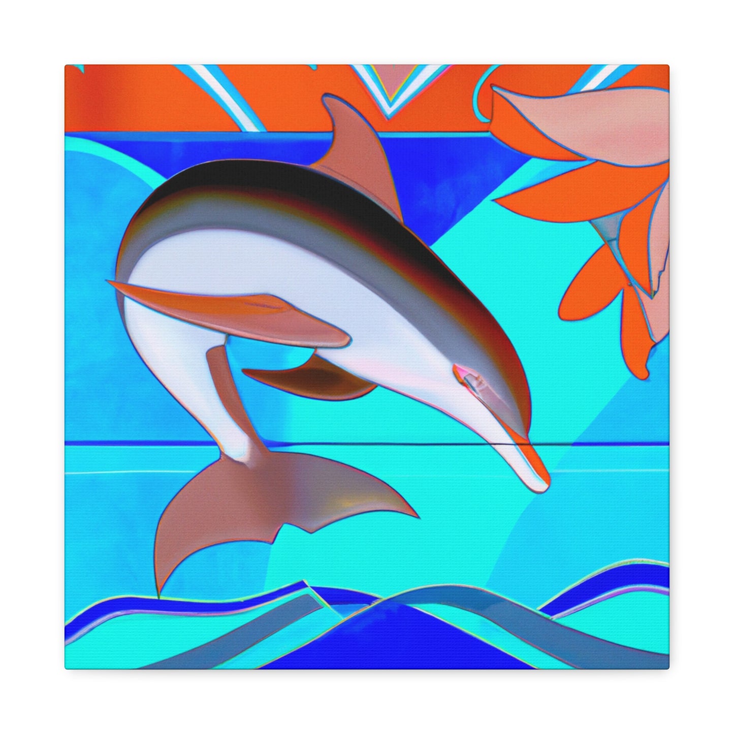 "Dancing Dolphin Deco" - Canvas