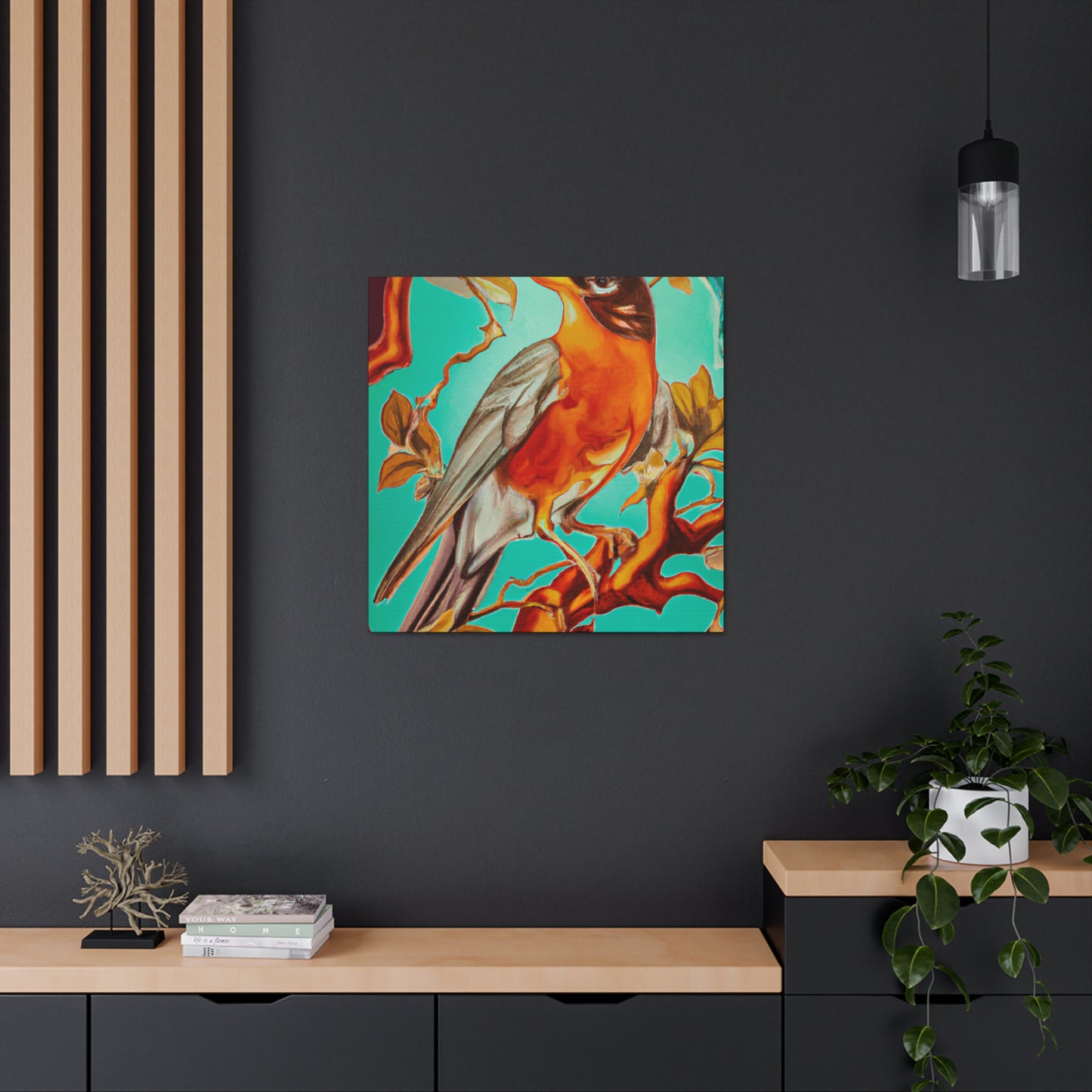 "American Robin's Songbird Symphony" - Canvas