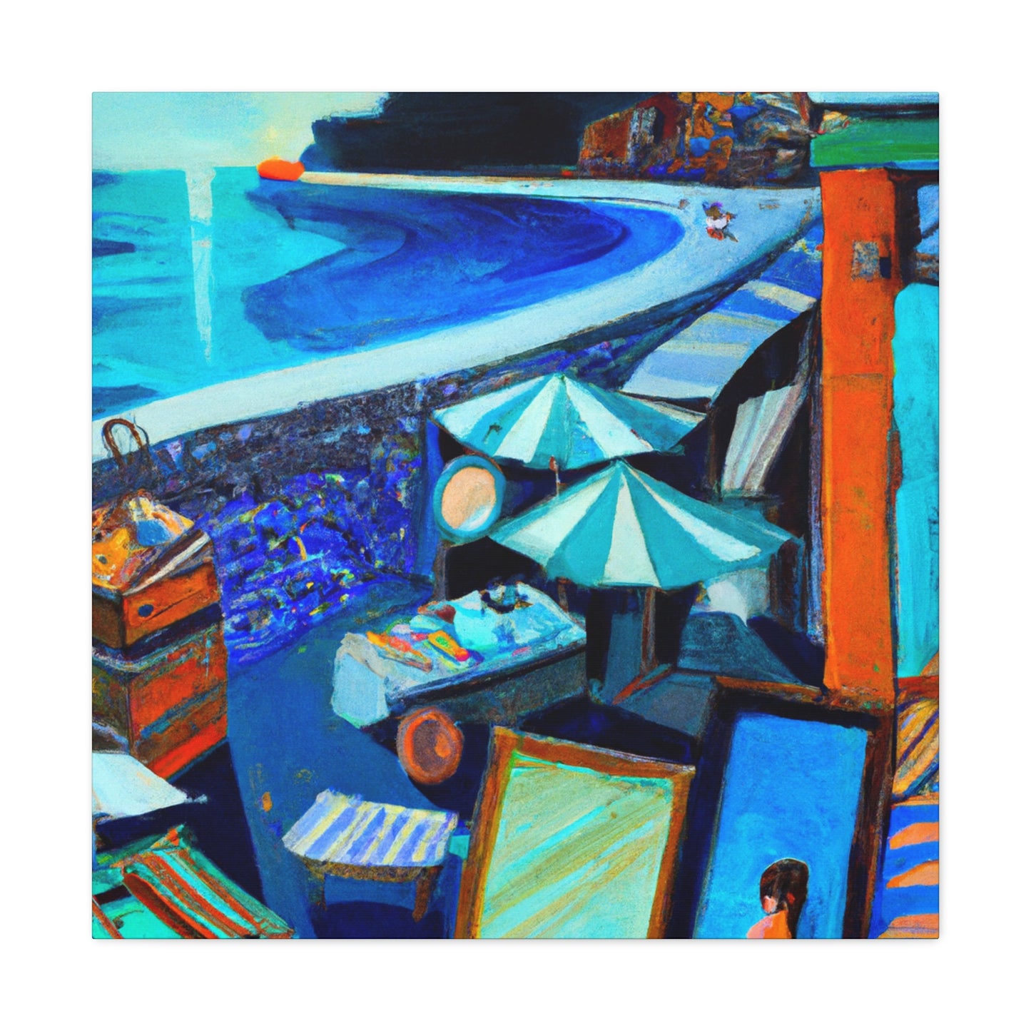 "Shops on Coastal Shores" - Canvas