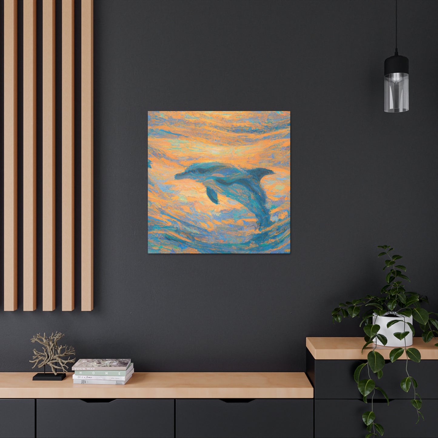 "Dancing Dolphins in Color" - Canvas