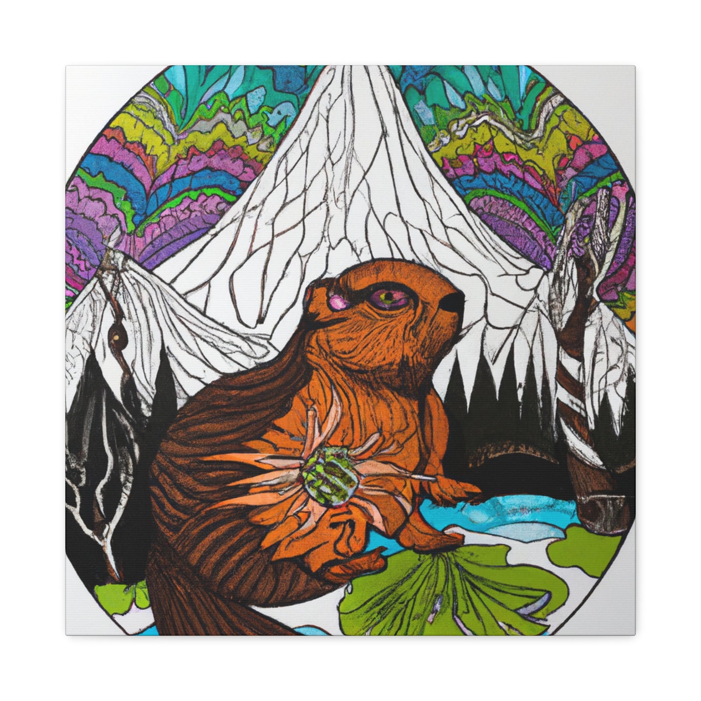 "Beaver in Moonlight Glow" - Canvas