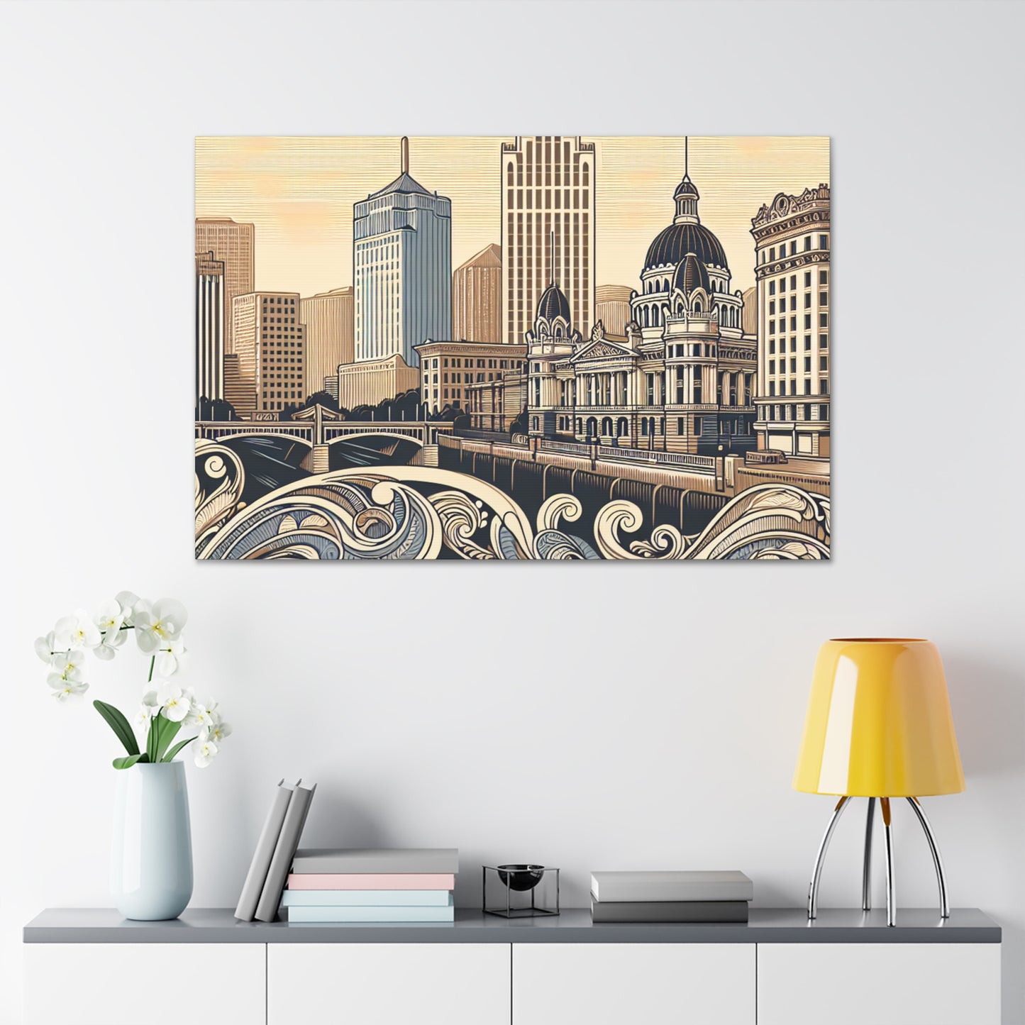 "Golden City Serenade" - Canvas