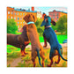 "Dappled Dachshund Delight" - Canvas