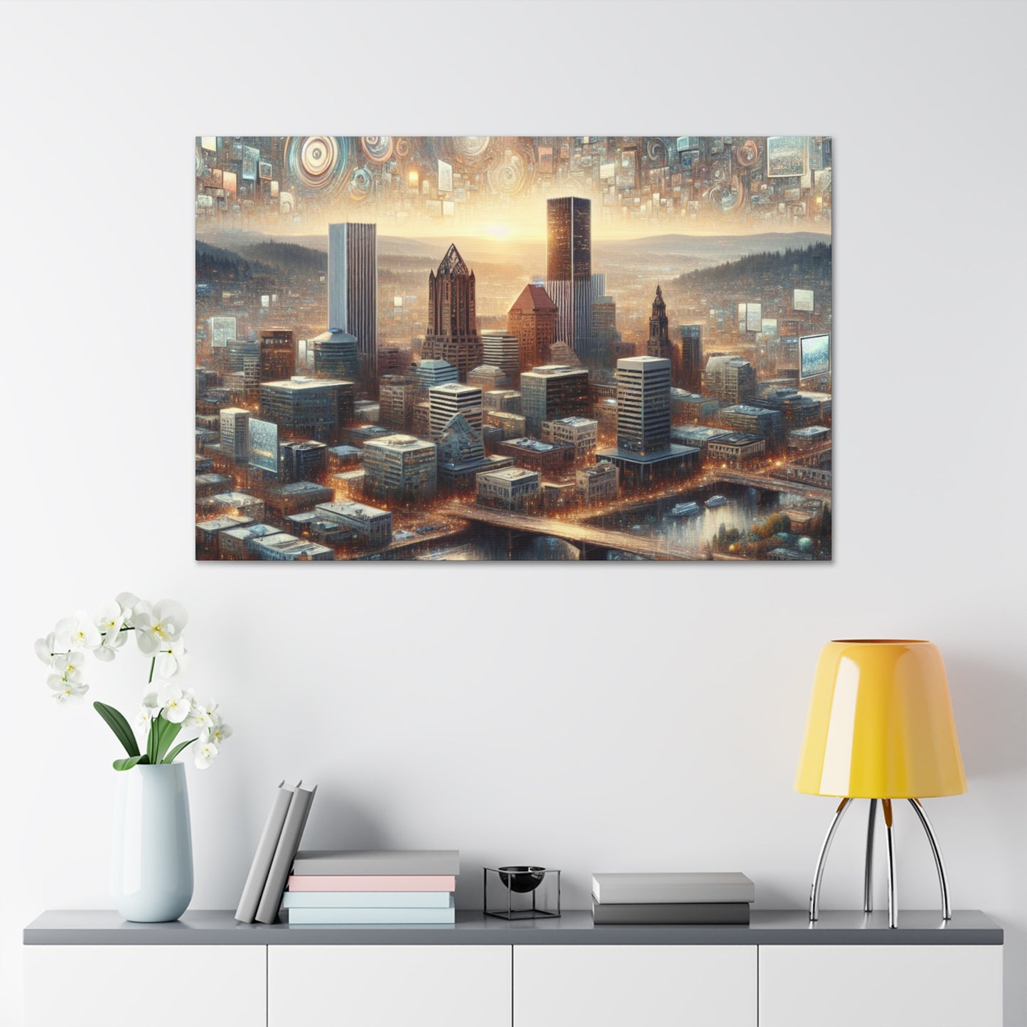 Serenity Amidst Cityscape - Canvas