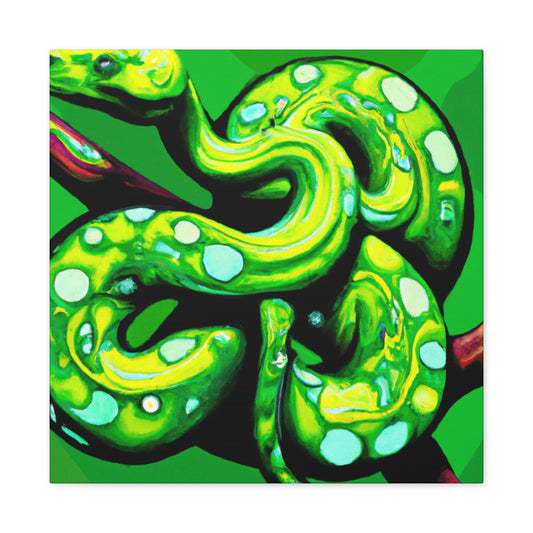 "Green Python Pop Art" - Canvas