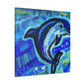 Dolphin in Blue Spray - Canvas