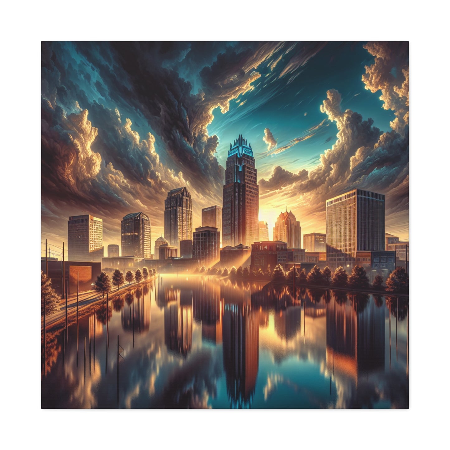 "Cityscape Symphony: Raleigh" - Canvas