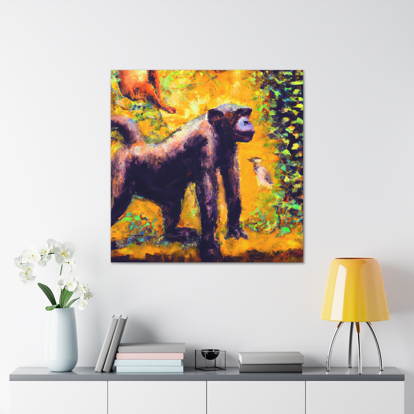 "Chimp Impressionism Scene" - Canvas