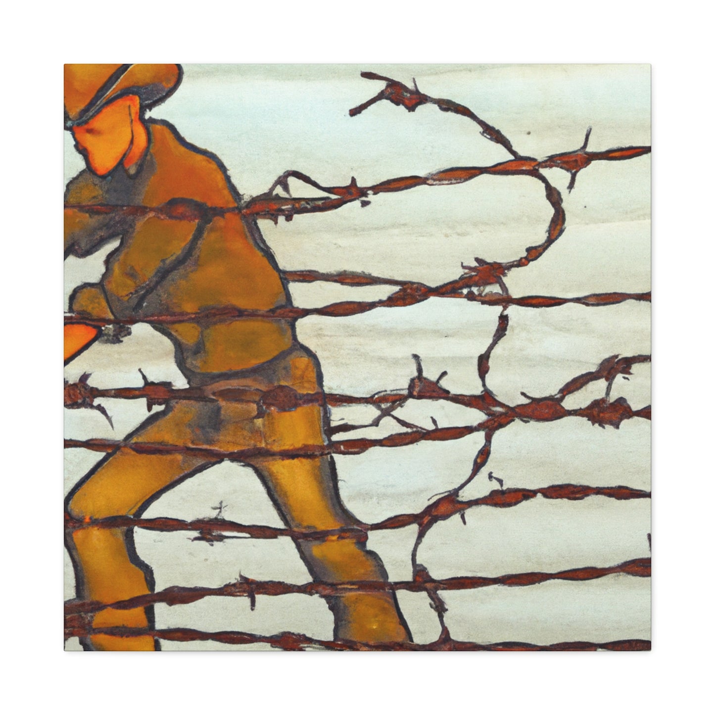 Barbed Wire Freedom Scene - Canvas