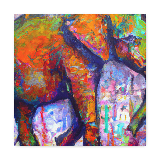 Elephant Embrace Abstraction - Canvas