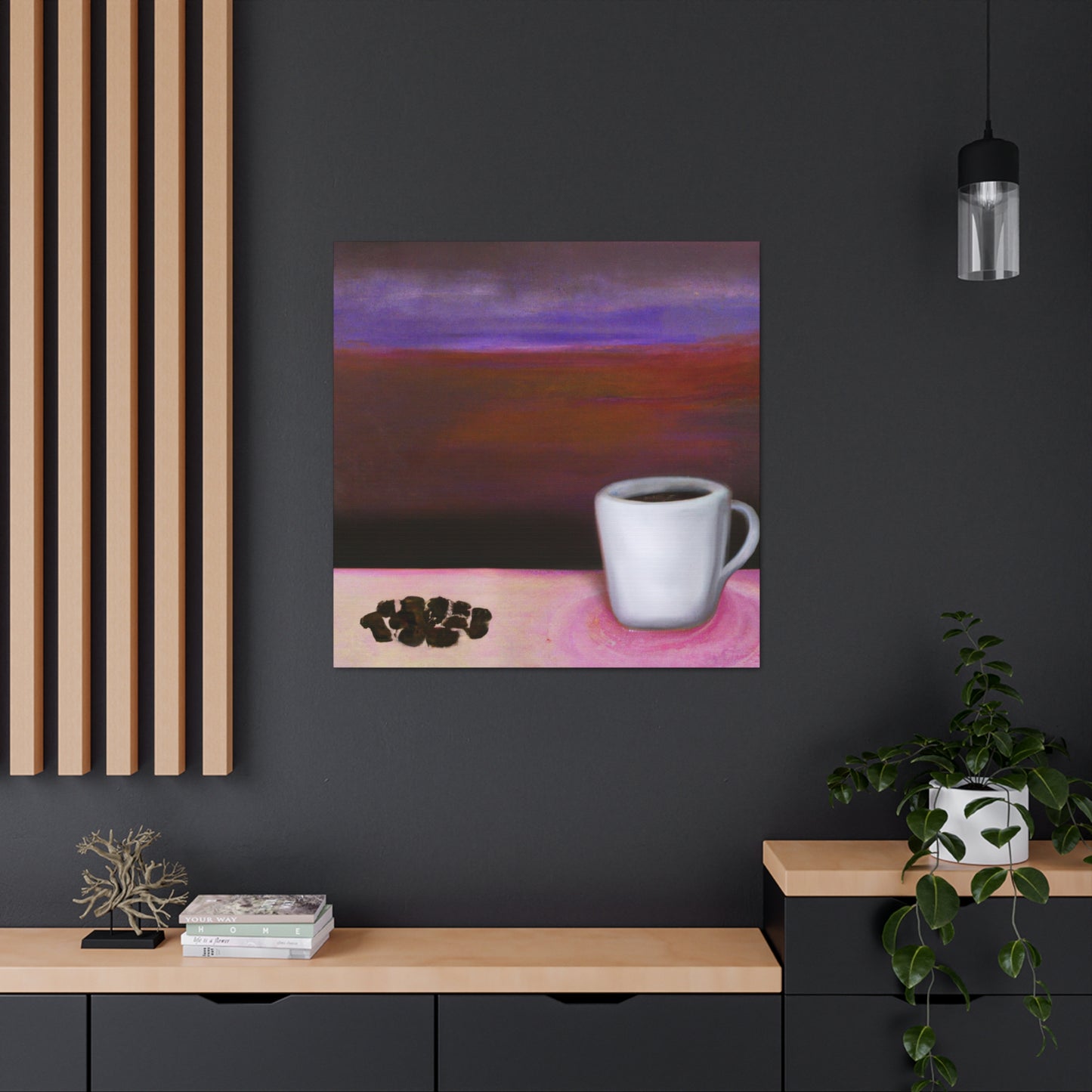 Coffee in Moonlight Scene - Canvas