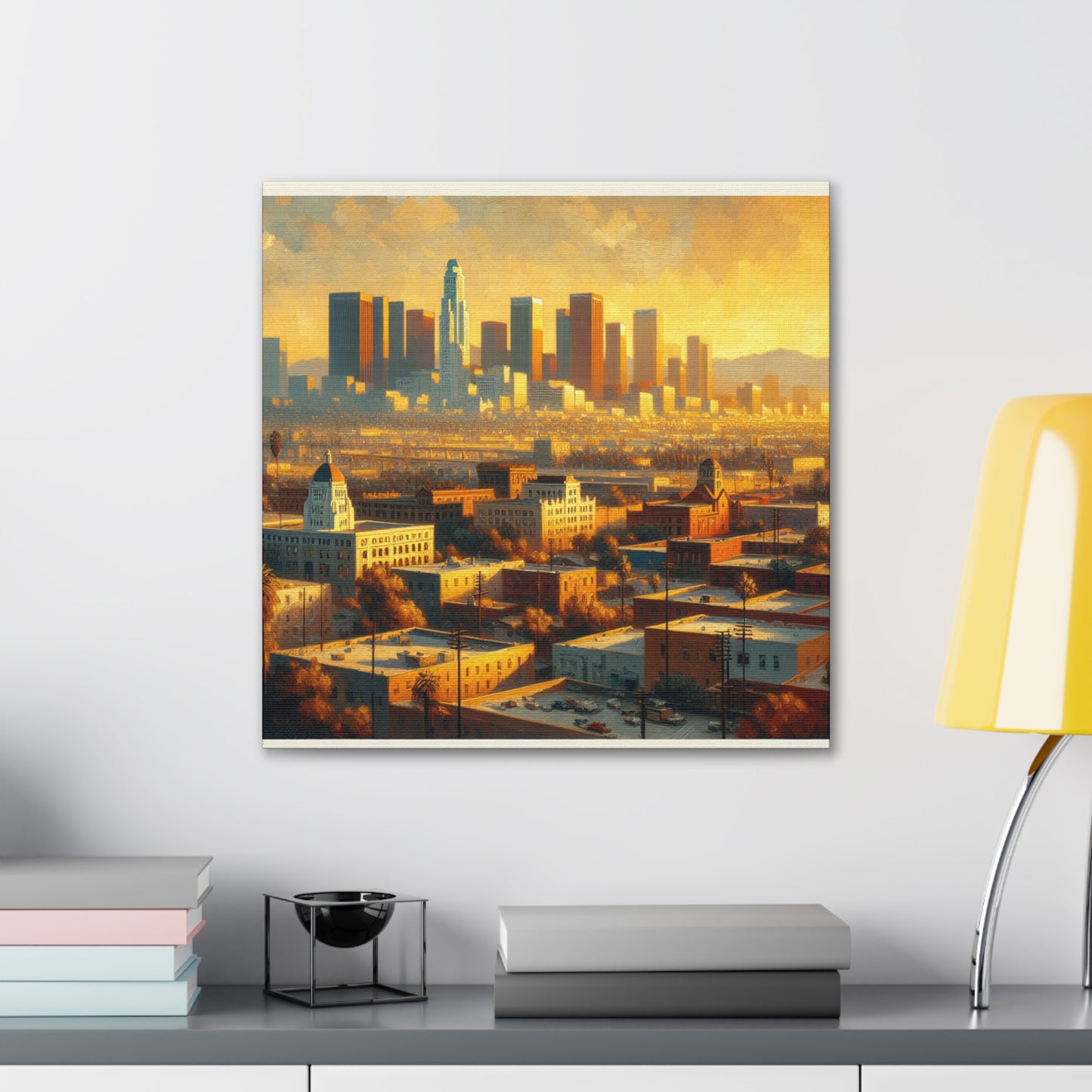 "Golden Eden: Cityscape Reverie" - Canvas