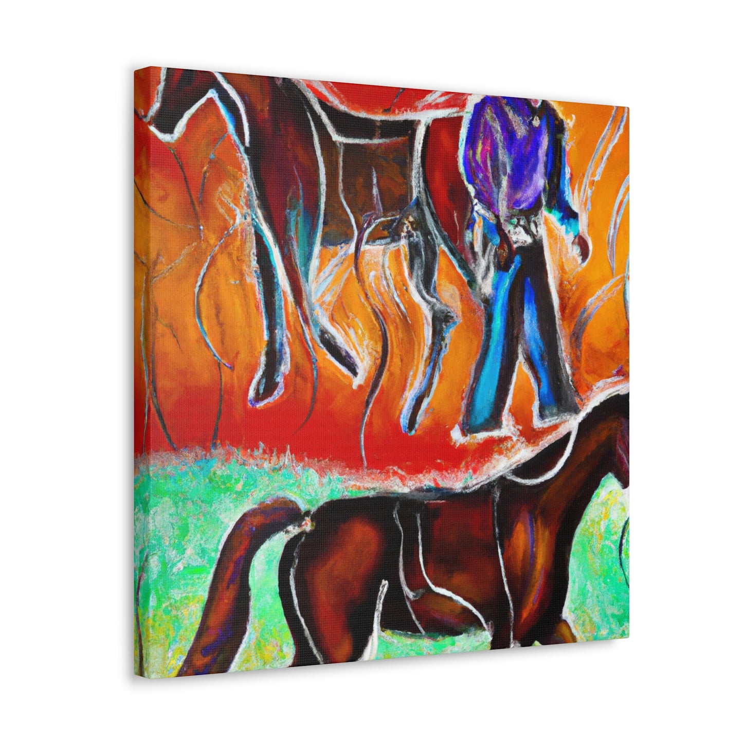 Horses in Autumn Pasture - Canvas