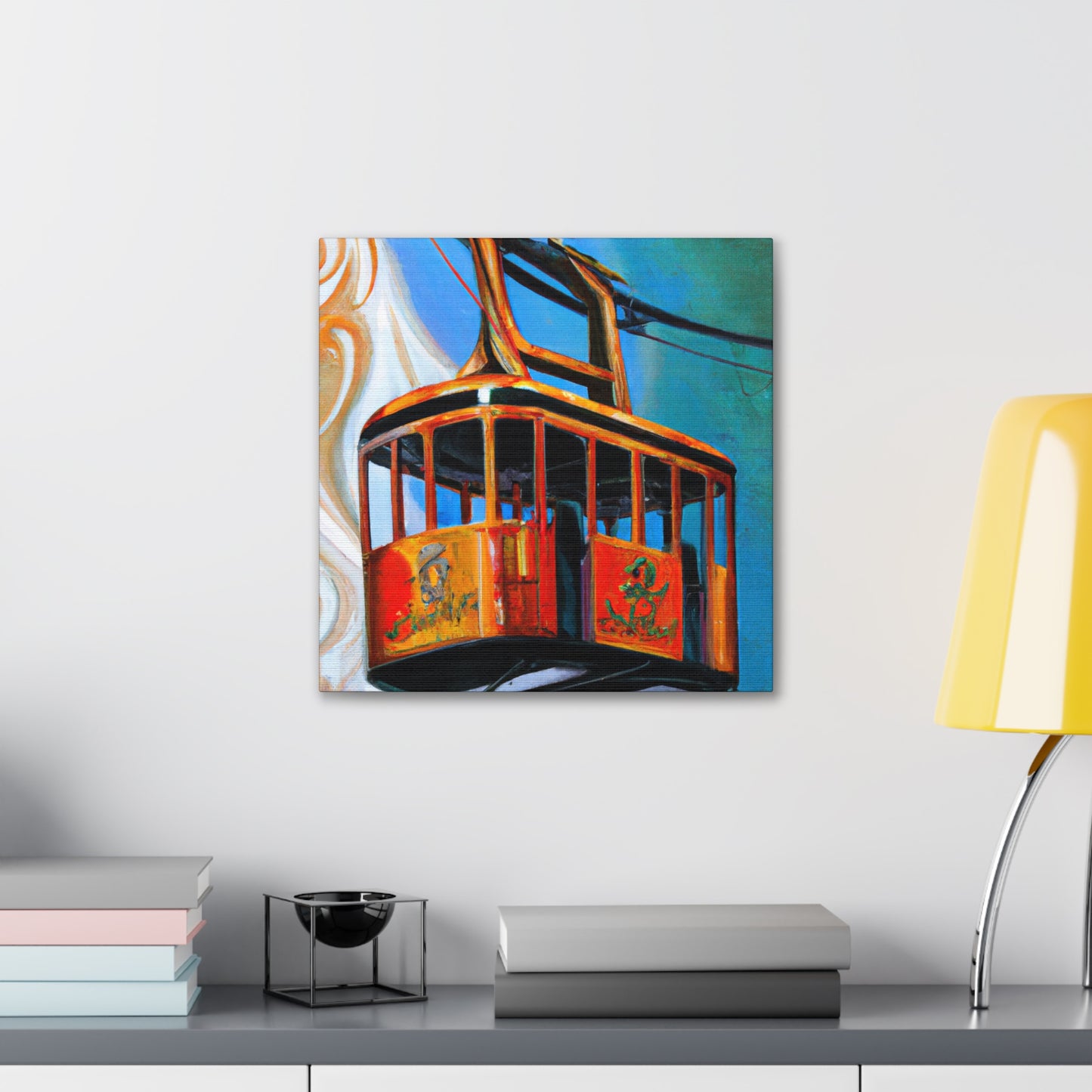 "Cable Car Sunset Scene" - Canvas