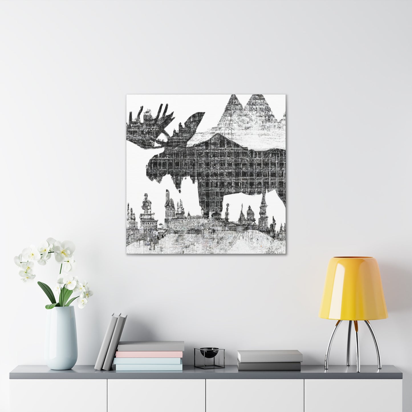 Moose in Pointillism - Canvas