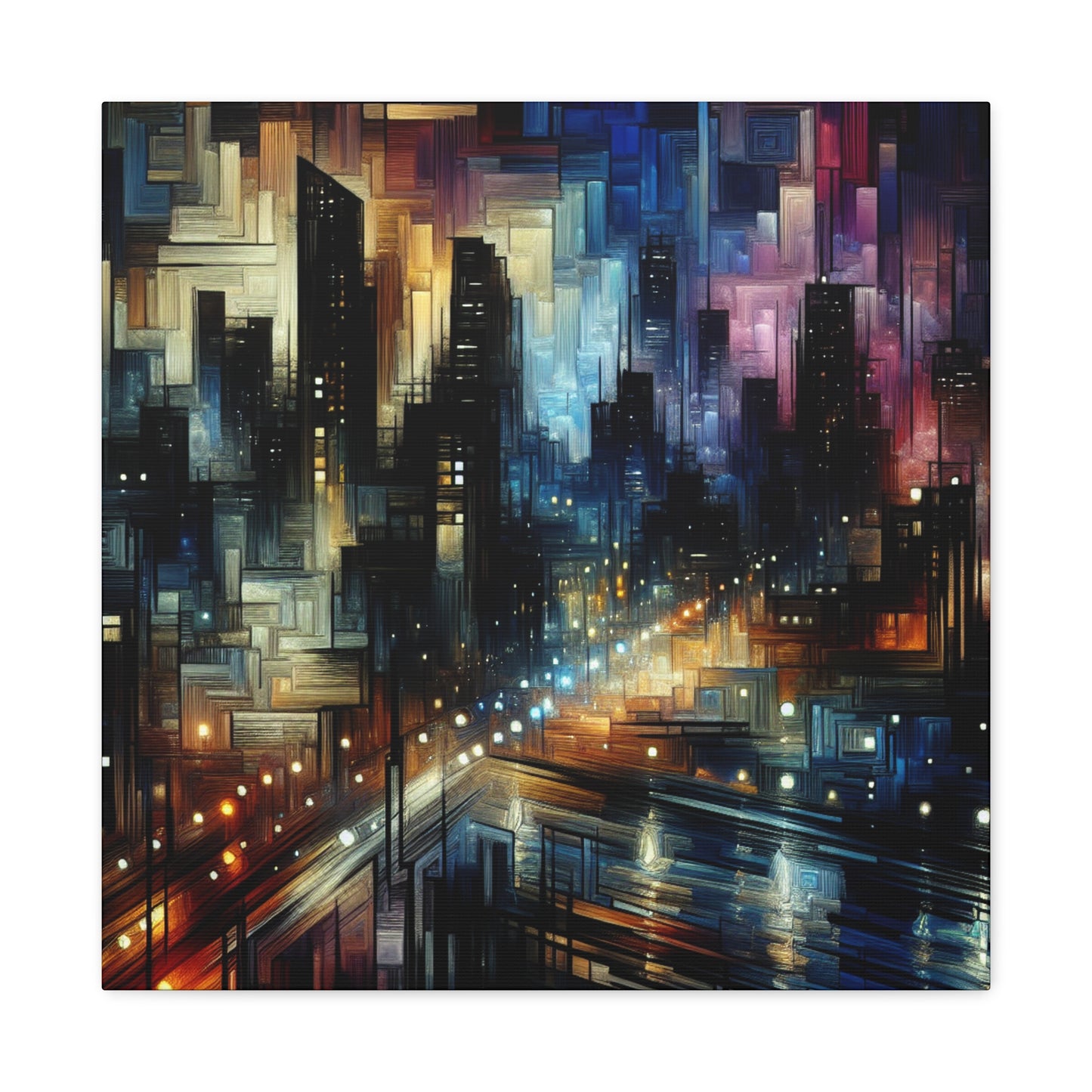 Midnight Metropolis Mosaic - Canvas