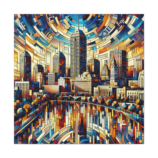 "City Kaleidoscope: Colorful Indianapolis" - Canvas