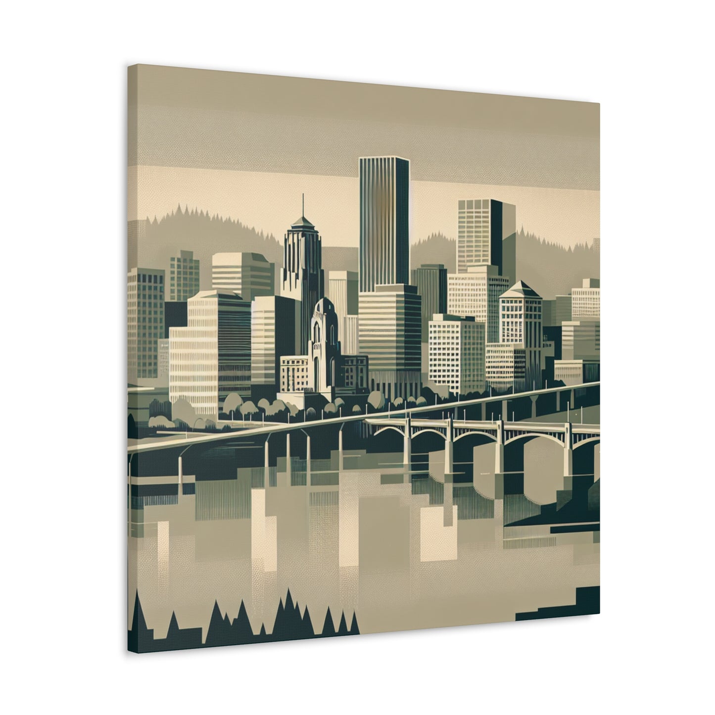 "Cityscape Serenade: 1920s Portland" - Canvas