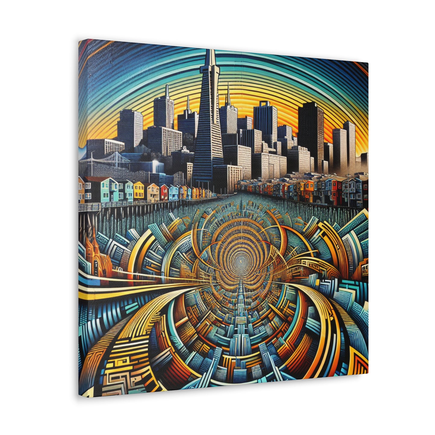 Golden City Silhouette - Canvas